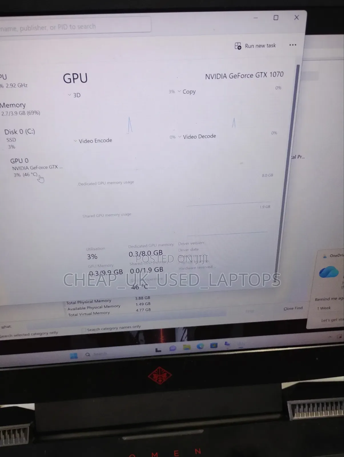 Laptop HP Omen 17 16GB Intel Core i7 SSD 512GB