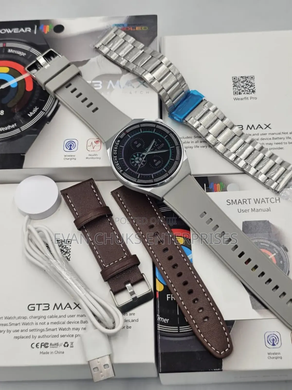 GT3 Max Comes With 3 Strap chain.rubber and Leather