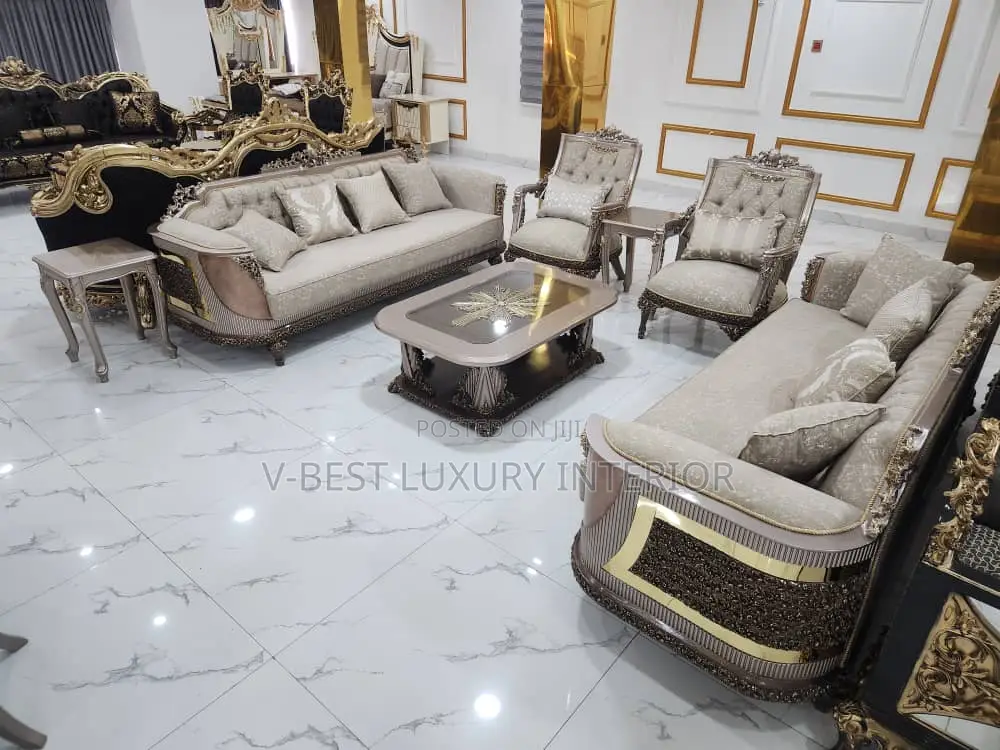 Imported Luxury Sofa Set – Royal Gold Living Room Collection