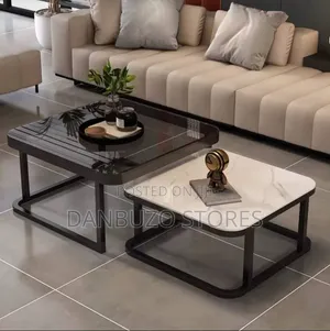 2-in-1 Square Metal Glass Centre Table