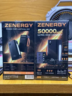 Zenergy 50,000 Mah High Capacity 22.5w Power Bank With Built in Cables
