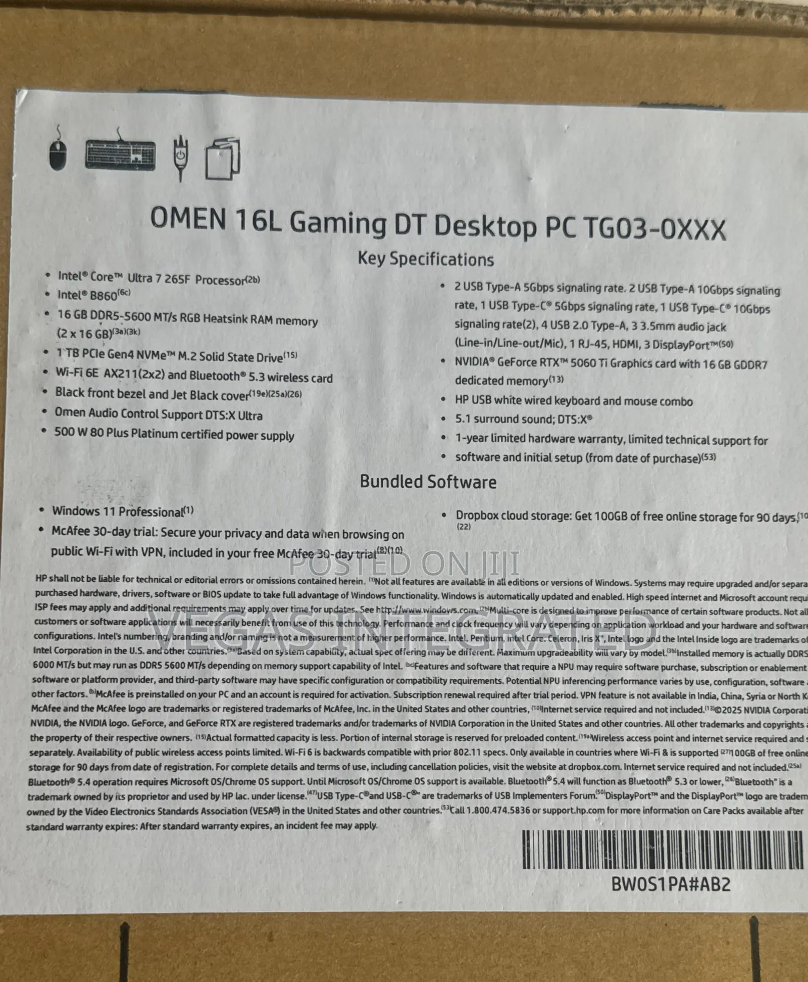 New Desktop Computer HP 16GB Intel Core Ultra 7 SSD 1T