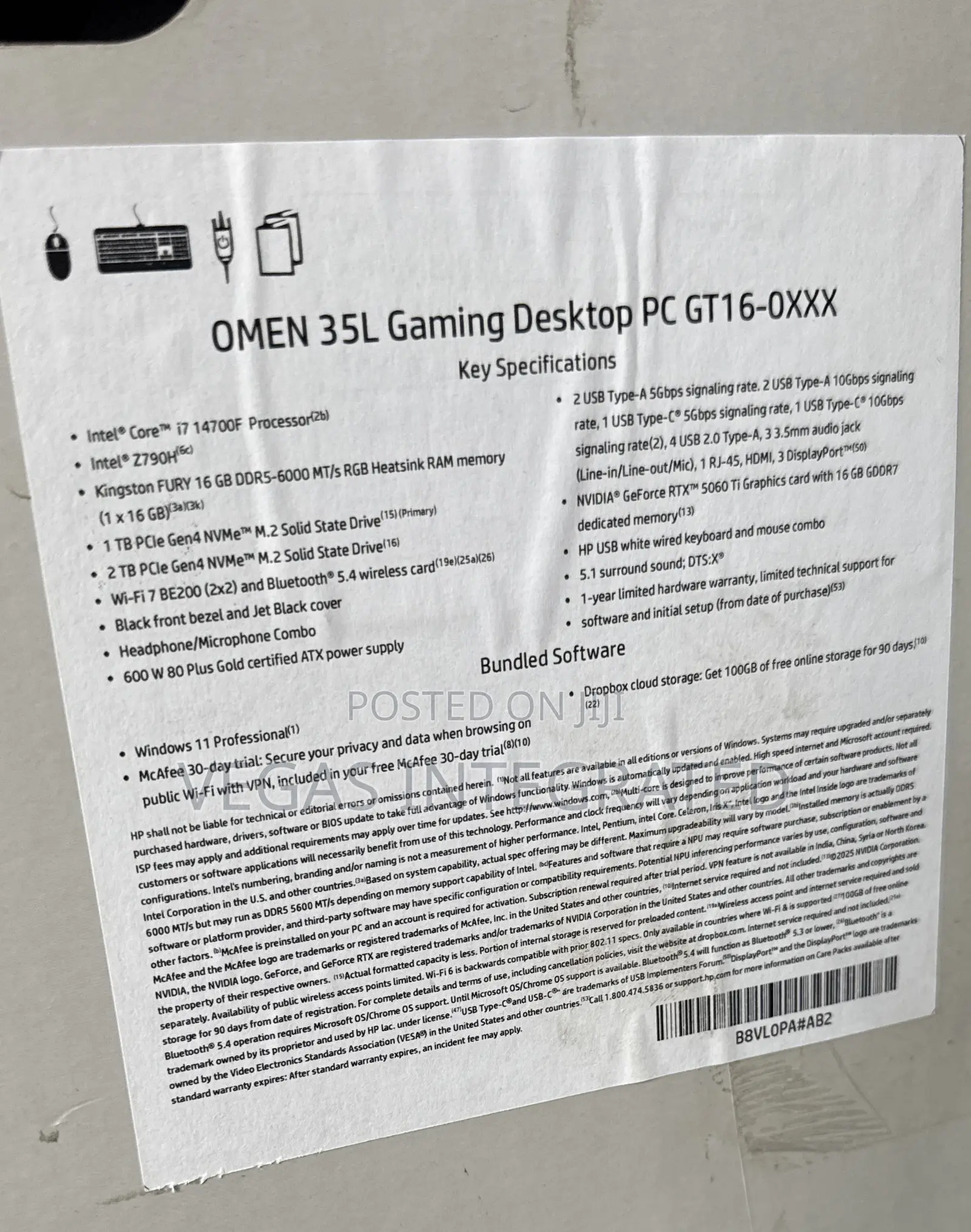 New HP OMEN 35L Gaming Desktop 16GB Intel Core i7 SSD 3T