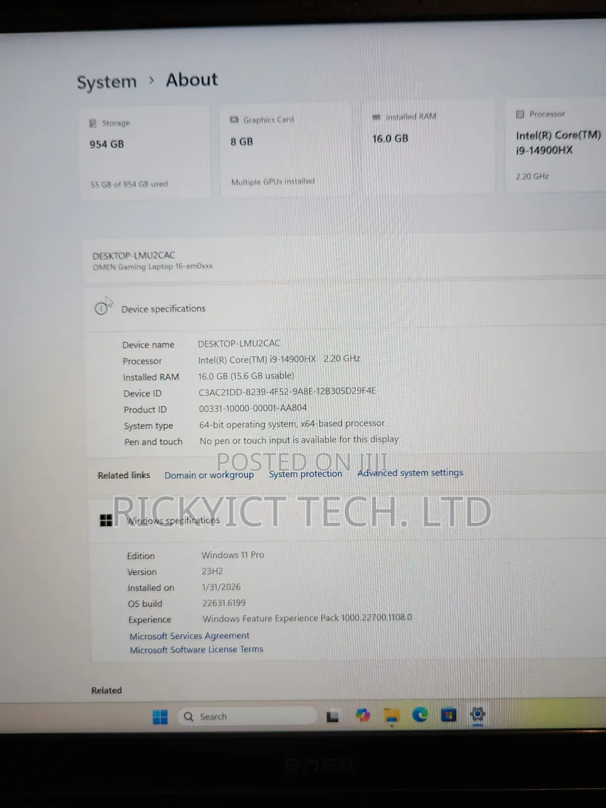 Laptop HP Omen 16 16GB Intel Core i9 SSD 1T
