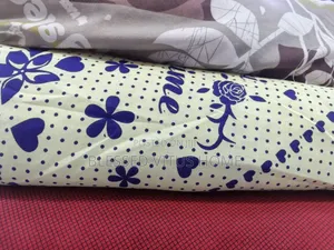 White Royal Blue Floral Cotton Bedspread Material