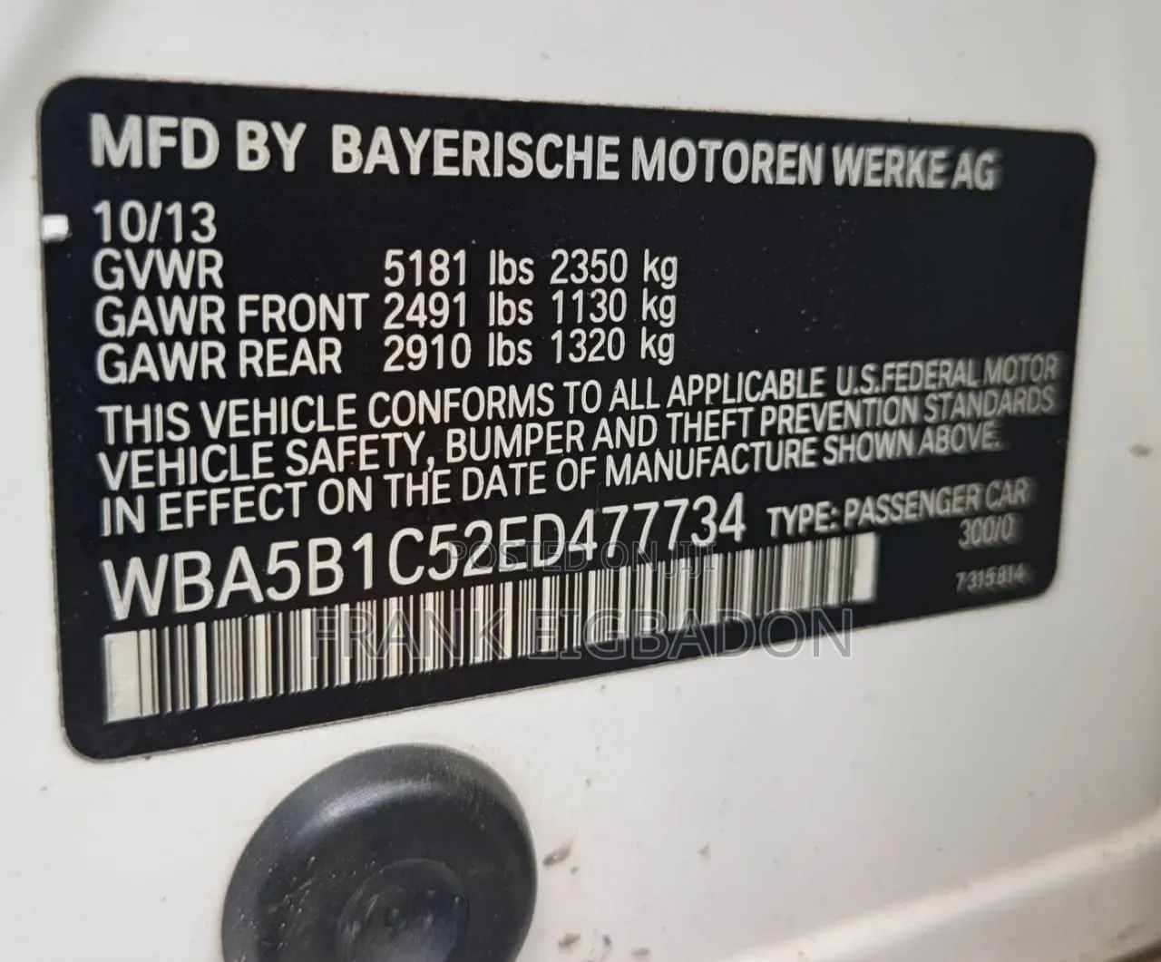 BMW 535i 2014 White