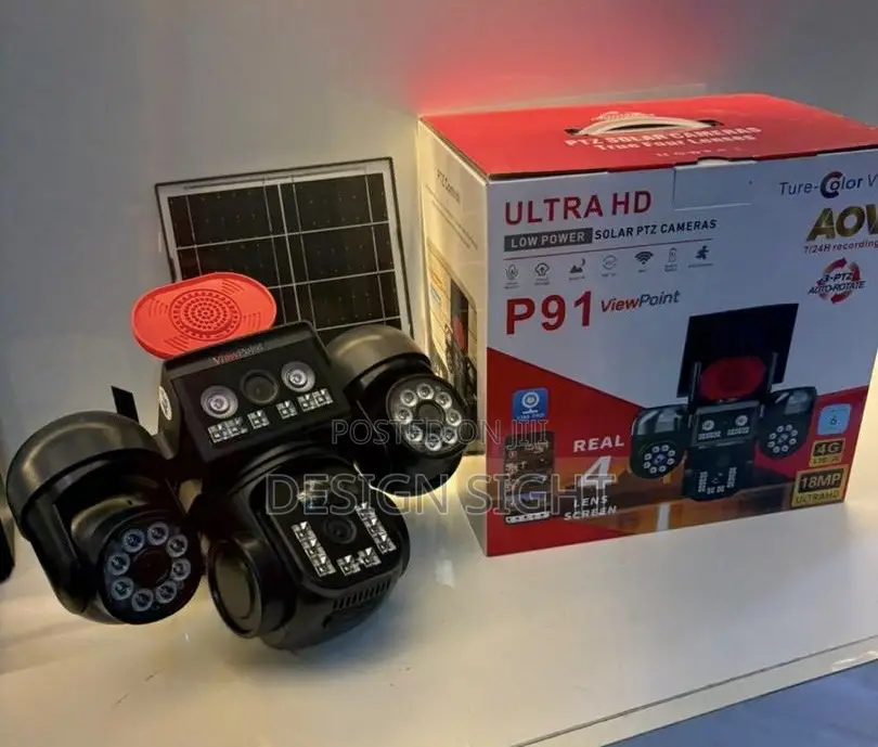 Ultra Hd Solar PTZ Camera P91 V380 4 Lense