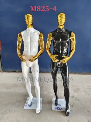 Male Fiber Mannequin With Gold Head and Hands
