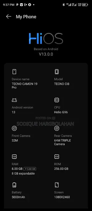 Tecno Camon 19 Pro 256 GB Blue