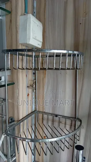 Wall Mounted Chrome-Plated Double-Tier Bathroom Corner Shower Caddy