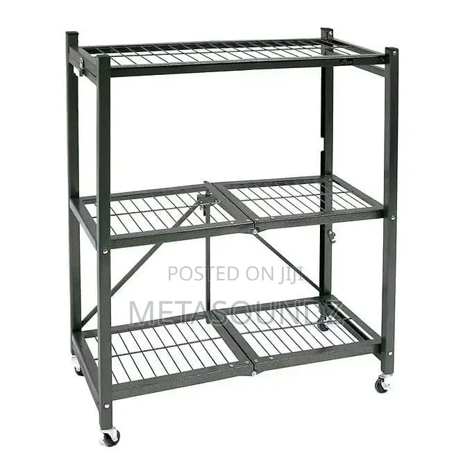3-Tier Foldable Portable Durable Mobile Steel Shelf