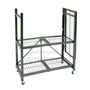 3-Tier Foldable Portable Durable Mobile Steel Shelf