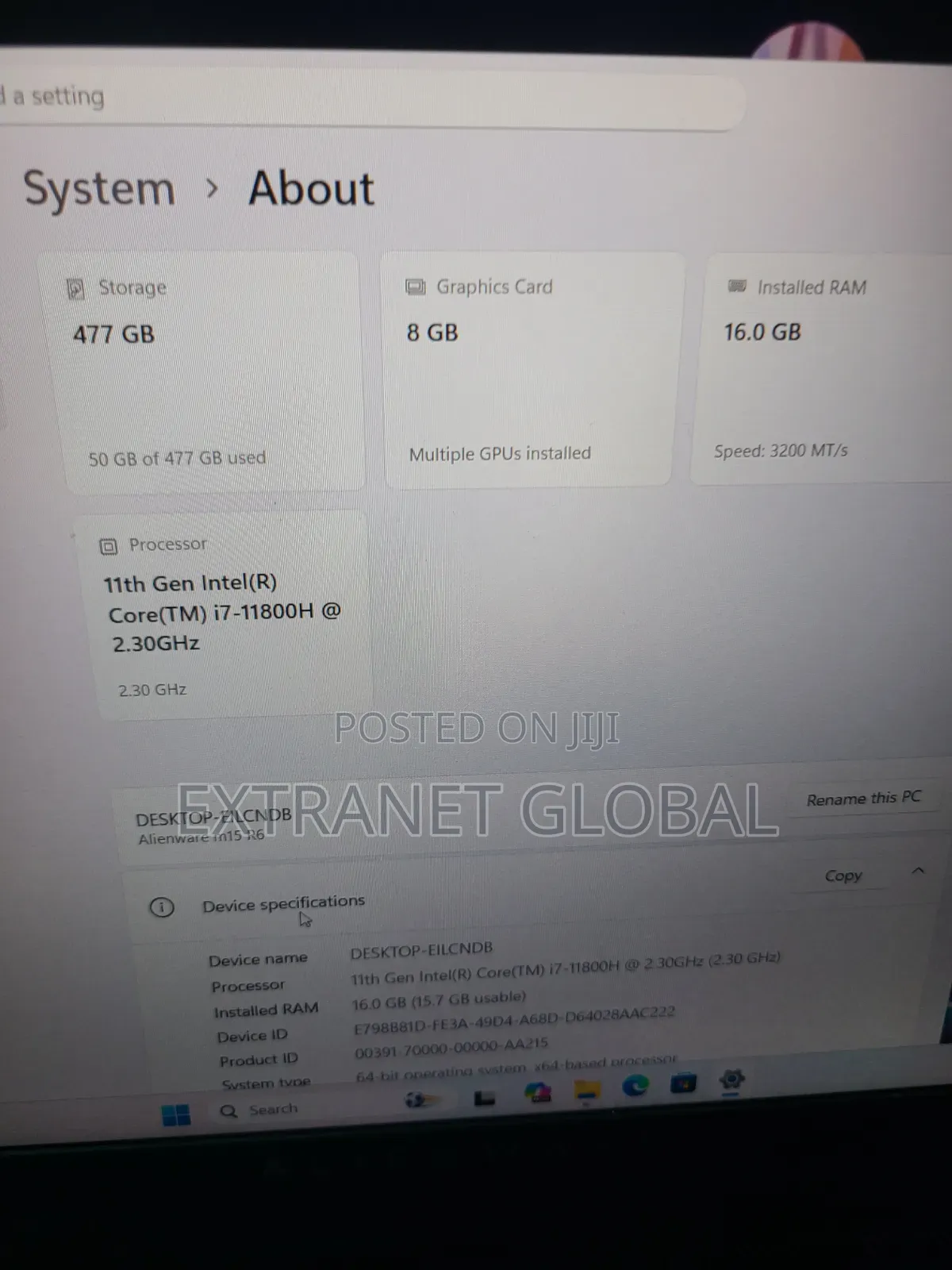 Laptop Alienware M15 R6 16GB Intel Core i7 SSD 512GB