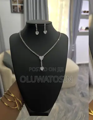 Sliver Necklace and the Earring and Tennis Bracelet in Gold Color