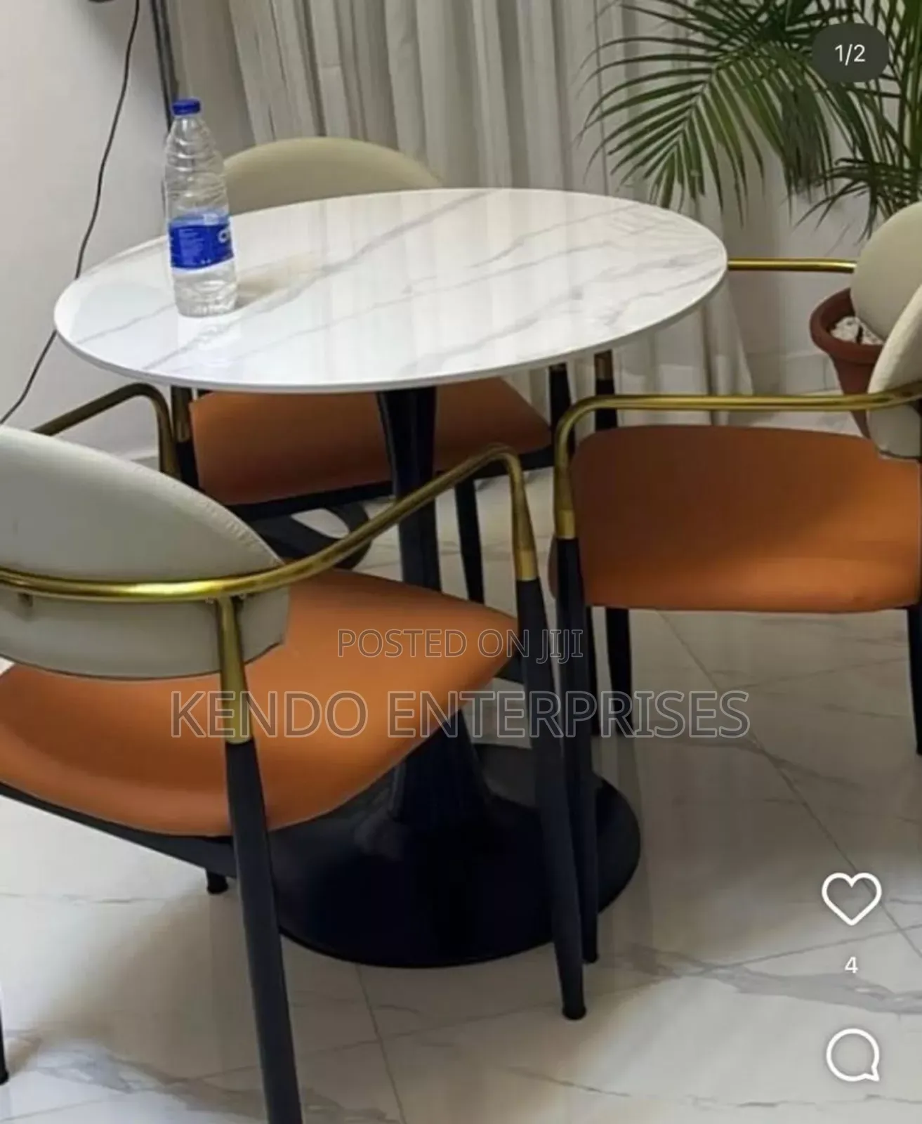 3 Dining Chairs With Marble Table