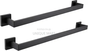 60cm Black Matte Square Shaped Wall Mounted Single Towel Rack