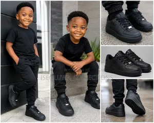 Children's Premium Black Sports Casual Sneakers 25_35