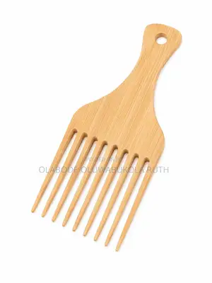 Wide Tooth Afro Pick Bamboo Comb (Anti-Static Biodegradable Comb)