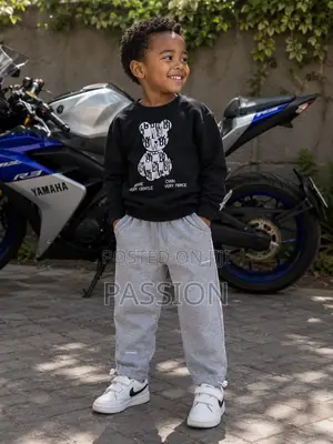 Boys Bear Print Sweatshirt With Grey Joggers