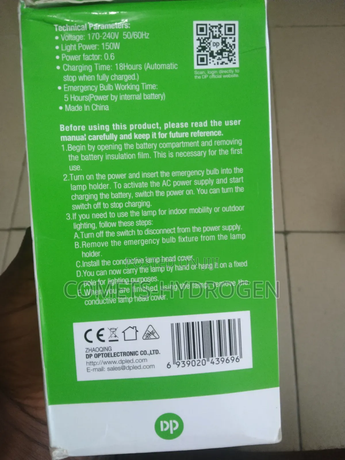 DP Portable 150W Rechargeable Emergency Auto ON LED Bulb - Wholesale