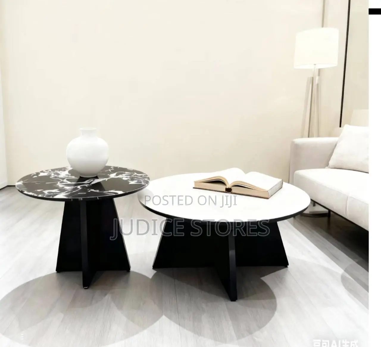 Round Marble Twin Center Table