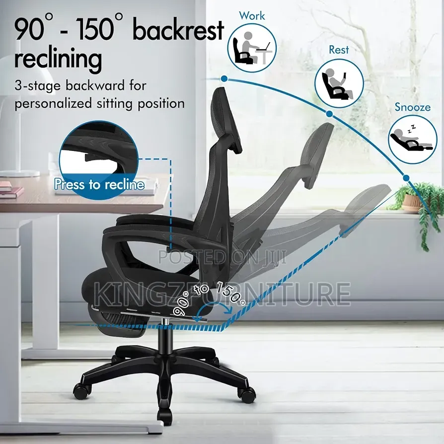 High Back 150° Reclining Computer Chair With Headrest