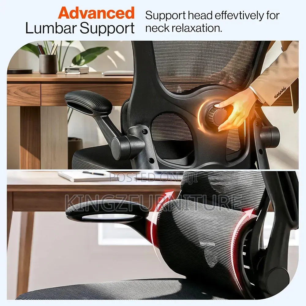 The Office Chair Features Adjustable Lumbar Support,