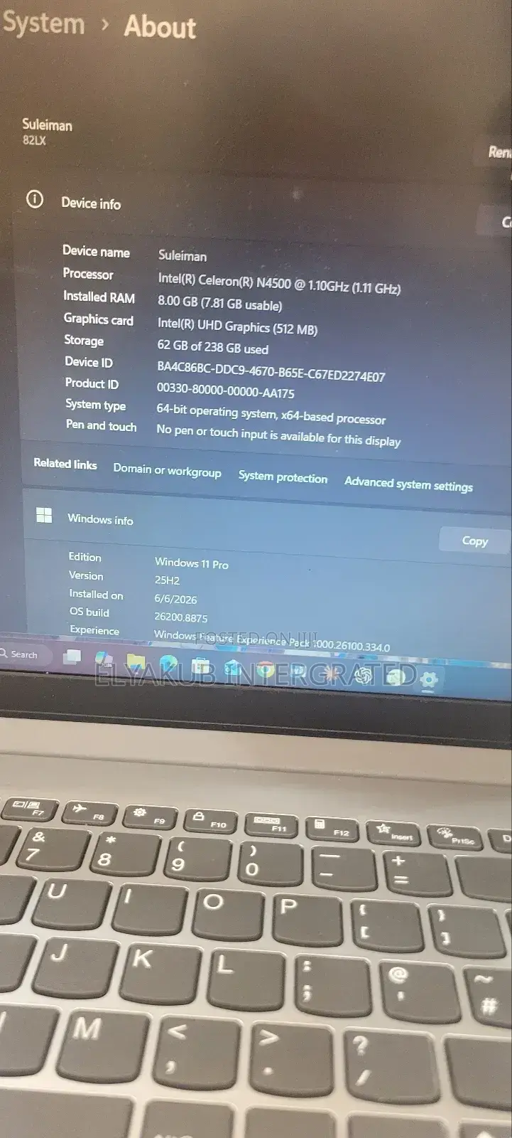 Laptop Lenovo IdeaPad 1 8GB Intel Pentium SSD 256GB