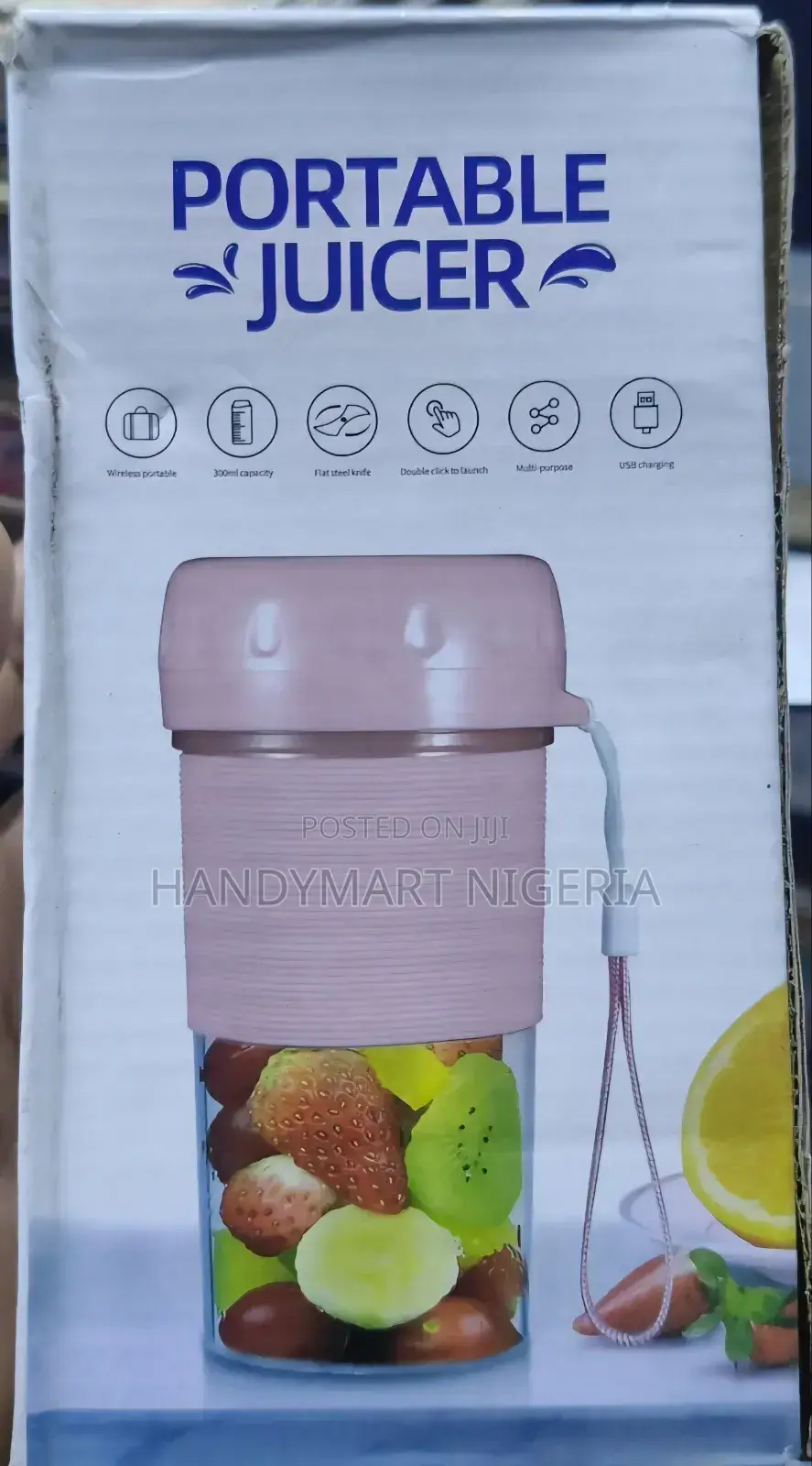 300ml Pink Wireless Portable Juicer Cup 10% OFF