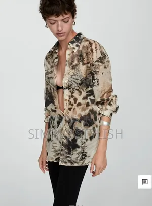Mango Animal Print Shirt Size 12 Quick Sale