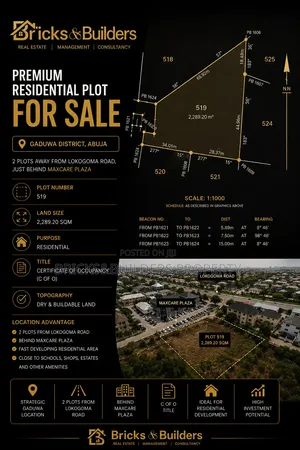 Prime Residential Plot for Sale in Gaduwa Abuja | C of O | 2,289sqm
