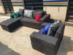 Quality Black Fabric Sofa Lshap With Single Seater