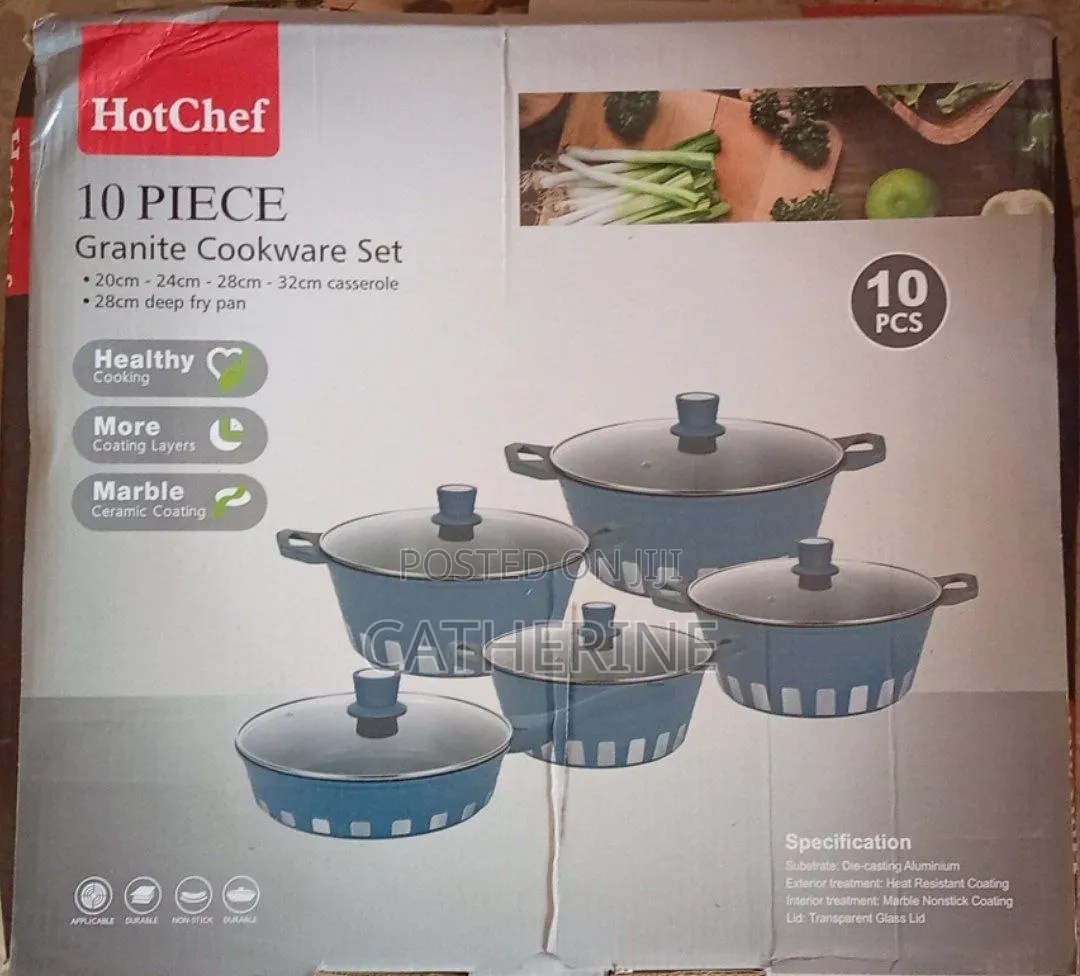 10-Piece Granite Cookware Set With Glass Lids