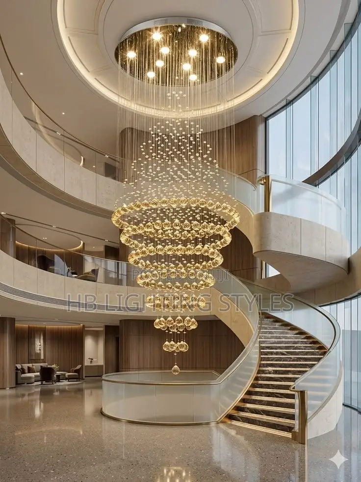 Morden Crystal Long Stair Pendant Light