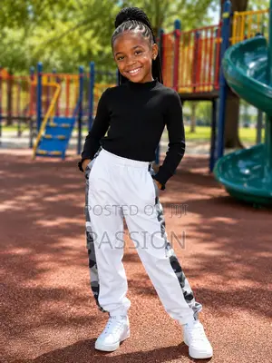 Black Top White Camo Joggers for Girls