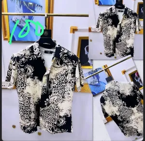 Men's Premium Short Sleeve Printed Casual Button-Up Shirt