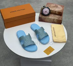 Blue Louis Vuitton Monogram Slipers