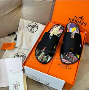 Luxury Hermes Men's Leather Slippers – Multicolour Designer Slides