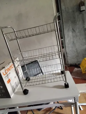 3-Tier Stainless Steel Trolley Storage Rack With Wheels.