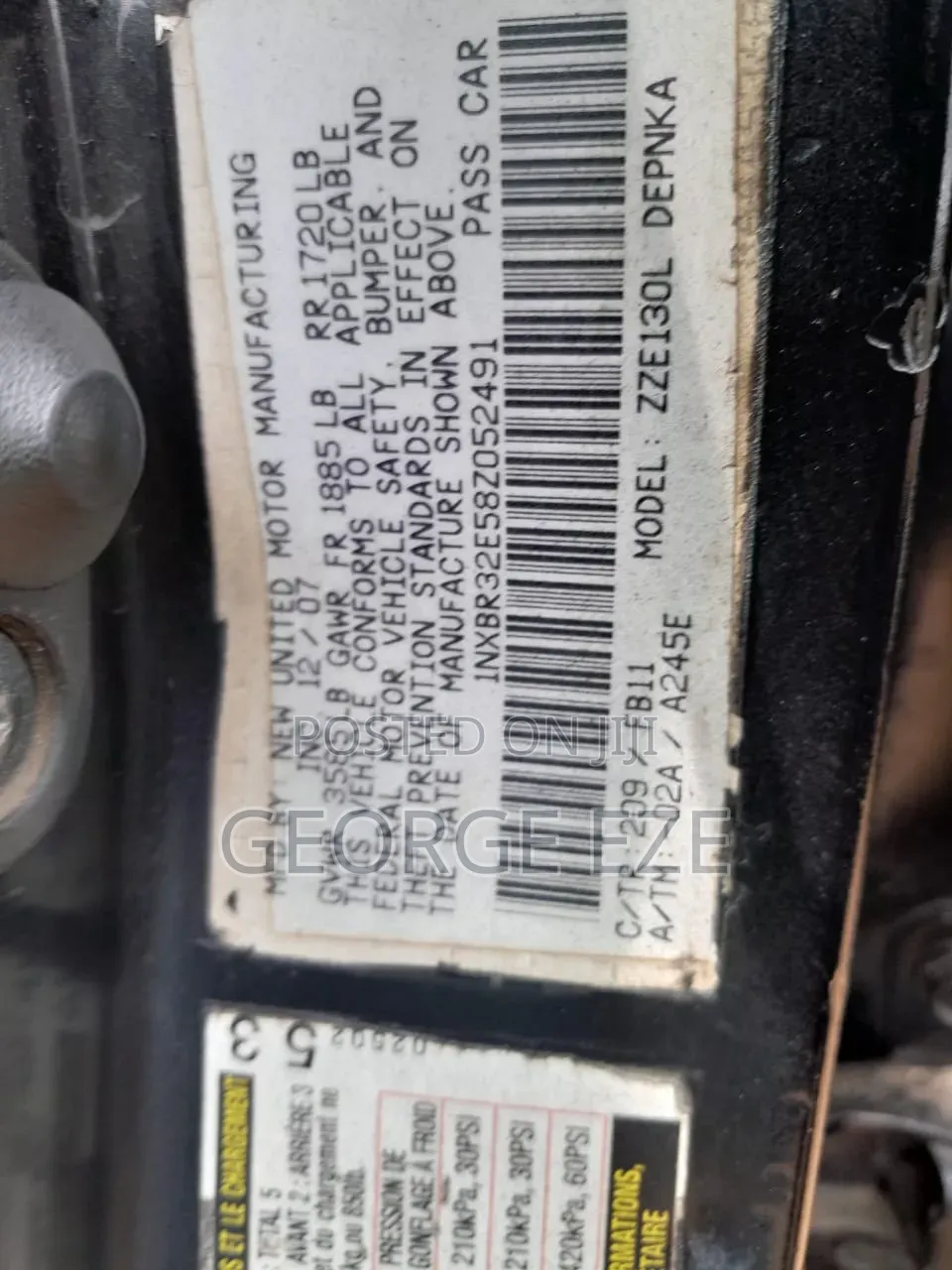 Toyota Corolla 2007 Black