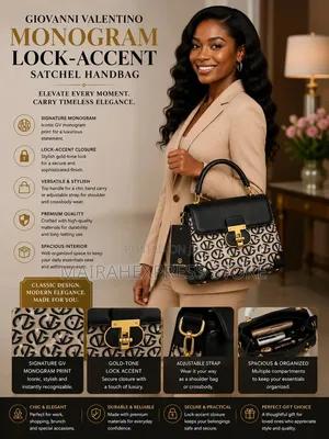 Giovanni Valentino Monogram Lock-Accent Satchel Ladies’ Handbag