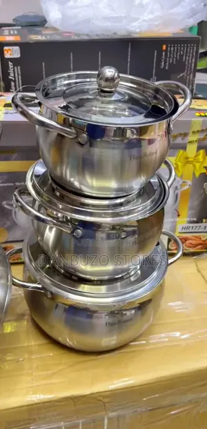 Haus Roland 3-Piece Large Stainless Steel Cooking Pot Set