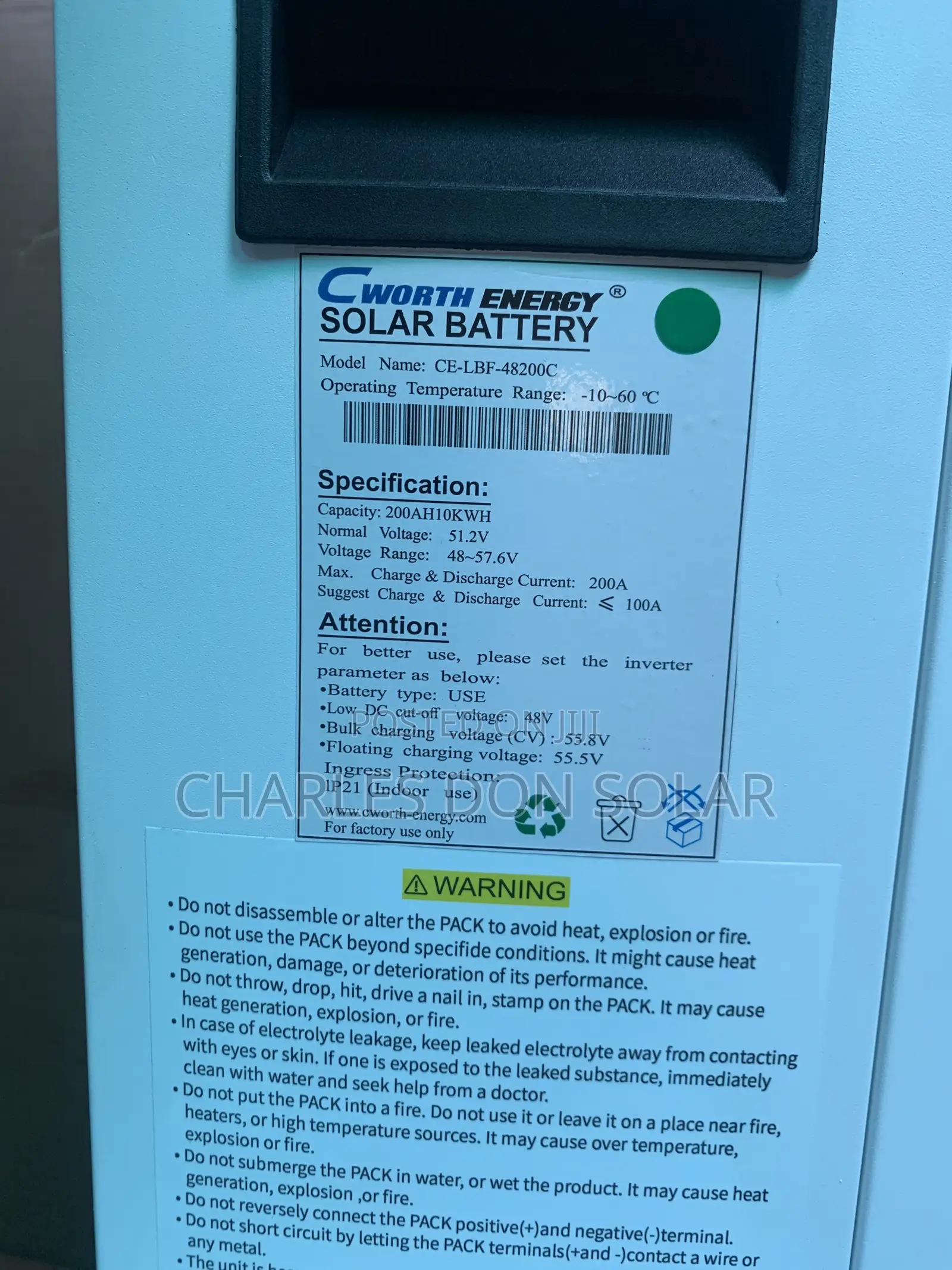 10kwh 48v Cworth Lithium Battery