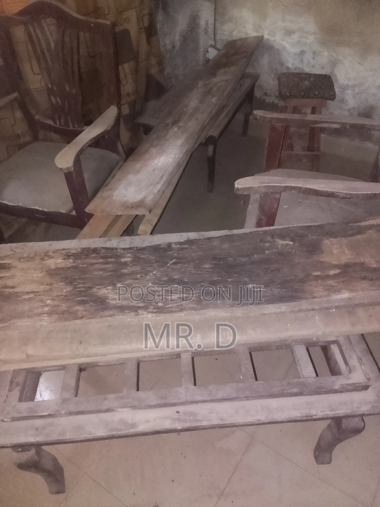 5-Set Chairs, Standing Mirror Raw Planks