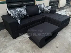 Quality Fabric Lshap Sofas With Center Table N Troll Pillows