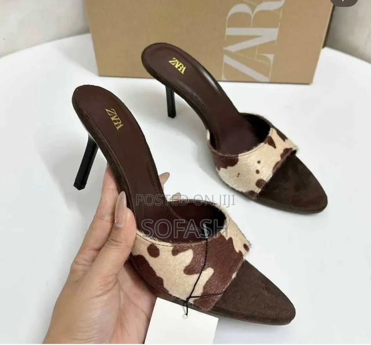 Zara Animal Print Mule Heels