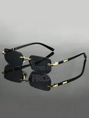 Phantom Black Rimless UV400 Luxury Sunglasses