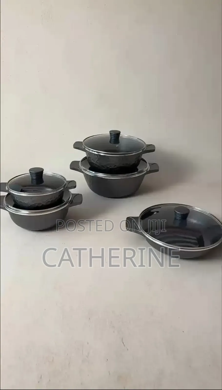 HotChef 10Pcs Granite Nonstick Cookware Set With Glass Lids