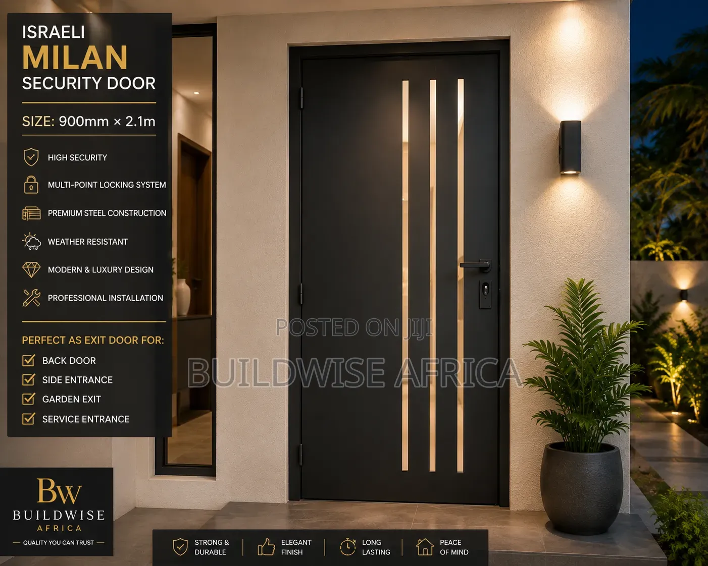 900×2.1m Israeli Milan Security Exit Door