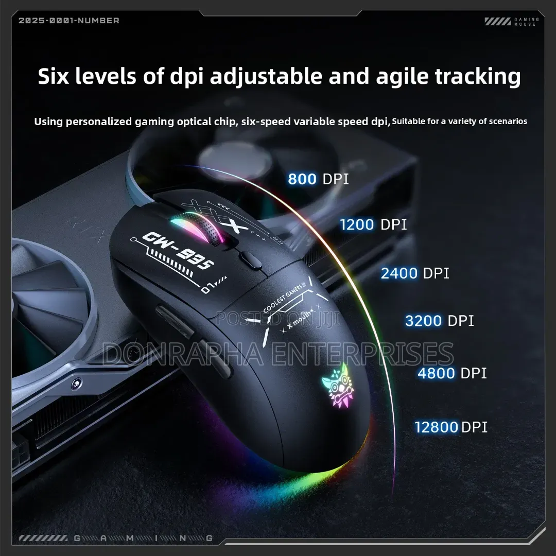 ONIKUMA CW935 Tri-Mode Wireless RGB Gaming Mouse 12800 DPI